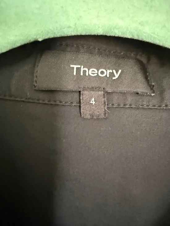 Theory Mayvine Light Poplin Shirt Dress Women Size 4 Black Stretch Cotton - Picture 2 of 8